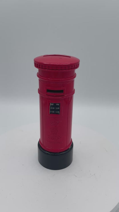 Vintage Cast Metal British Post Box Money Box / Piggy Bank – 15cm Royal Mail Pillar Box