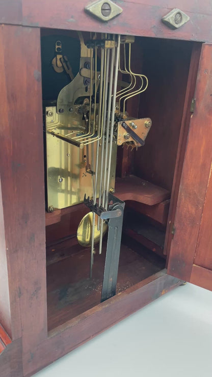 Antique German Westminster Chiming Mantel Clock c.1930 Walnut Case