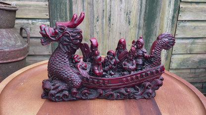 Good luck Chinese Dragon Treasure Ship with Seven Lucky Gods 25cm long 1.98kg