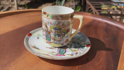 Antique Japanese Noritake  Maruki Coffee can and saucer Porcelain