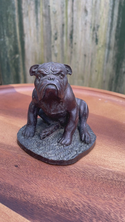 Vintage Artist Signed J Spouse English Cast Bronze sitting Bull dog Bulldog Figure