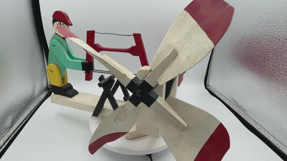 Vintage American Wooden Whirligig | Kinetic Woodcutter Garden Wind Toy