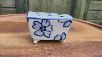 Delft flower holder brick 8.5cm wide