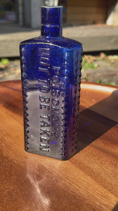 Cobalt Blue Hobnail 4oz Poison Bottle c1915