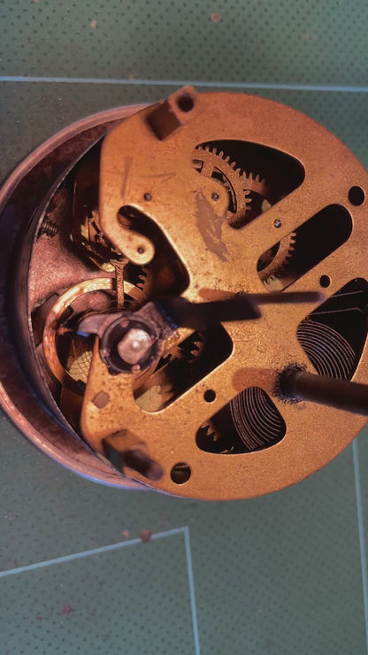 Antique German Art Deco Figural Clock – Dancing Girl with Crescent Skirt, Cast Metal with FMS Mauthe Movement (c.1930s–40s)