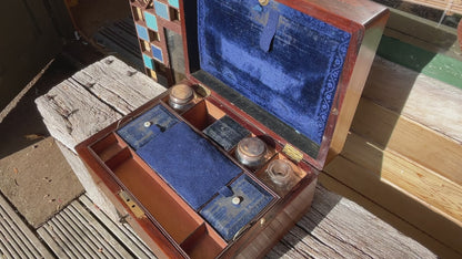 Victorian wooden Vanity/Jewellery box mother of pearl inlay original interior and contents c1860