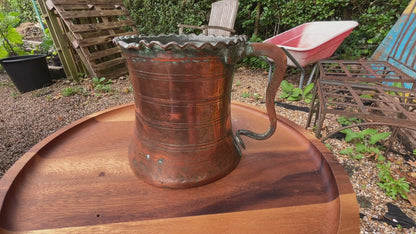 Arts and Crafts Antique copper cider tankard from early 20th Century