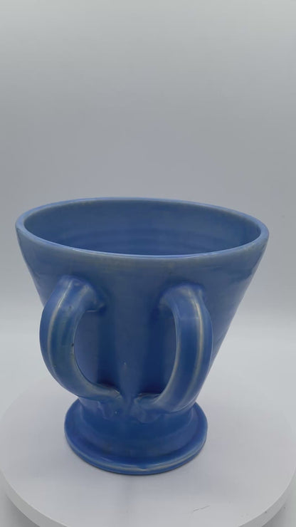 C.H. Brannam Barnstaple Blue Twin Handled Pottery Vase Planter 16cm