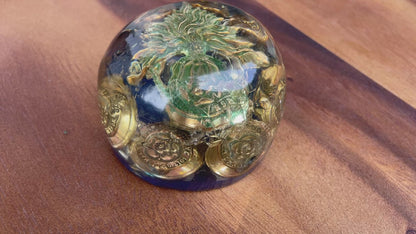 Vintage Military Button Paperweight | Handmade Resin Desk Ornament with British Crest Design