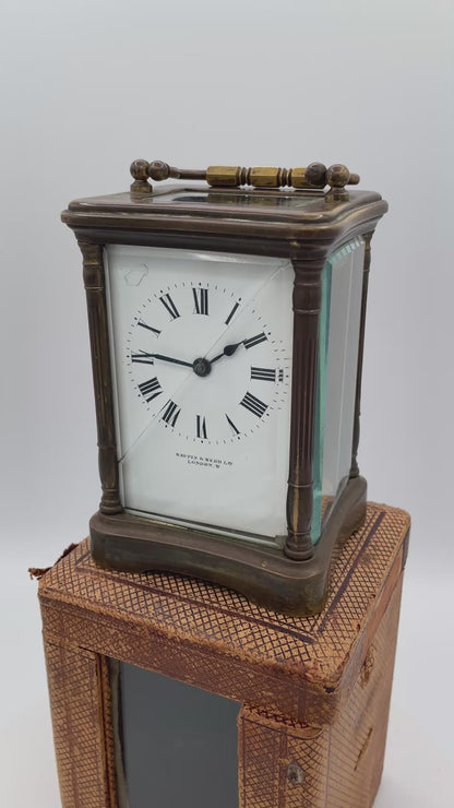 Antique Mappin & Webb Brass Carriage Clock with Original Travel Case and French Movement – Late 19th / Early 20th Century