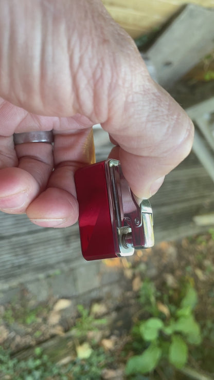 Vintage red gas lighter Sunflower brand - chrome- 43mm wide