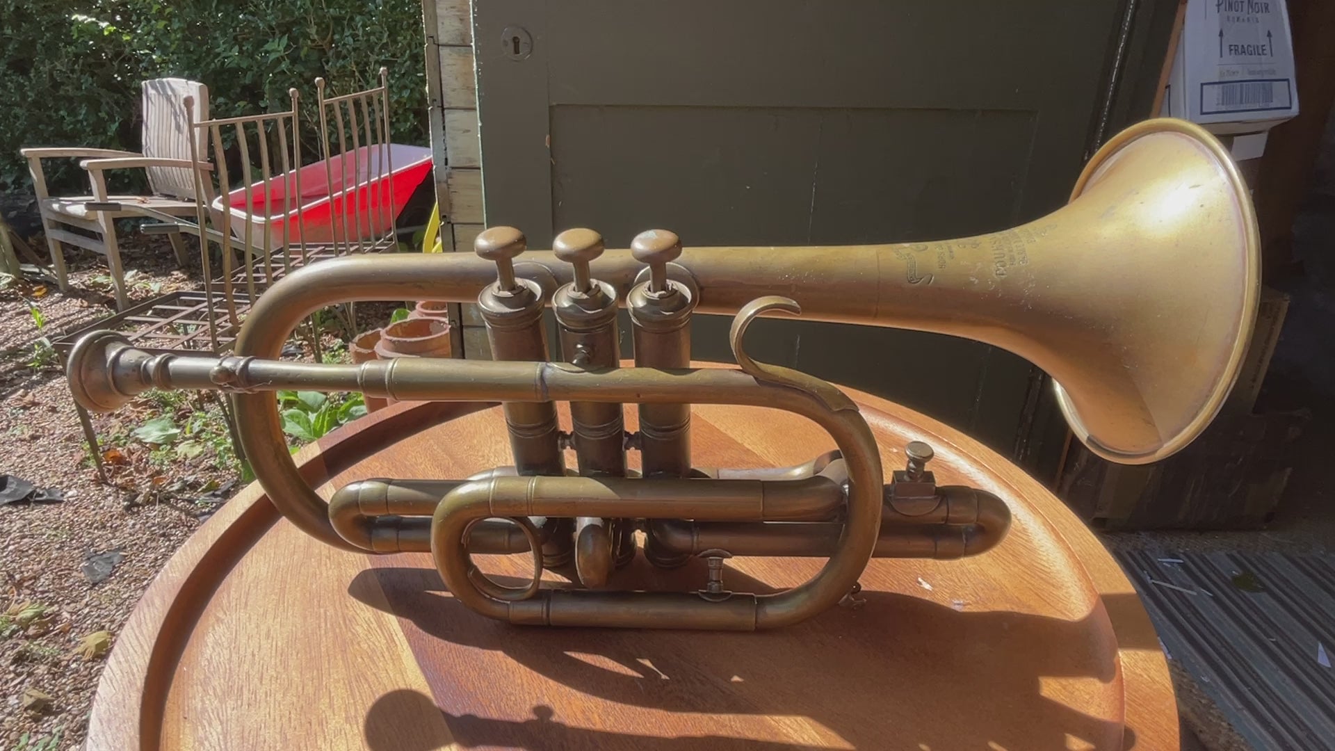 Parisian Couesnon & Cie brass antique Cornet c1928 – TheAntiqueForager