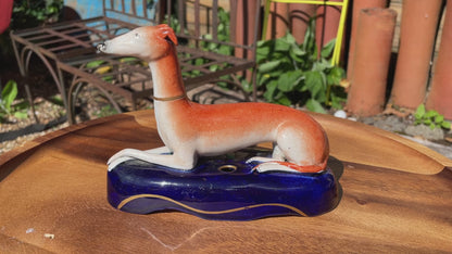 Antique English Staffordshire potteries Whippet Ink Well 12.5cm tall