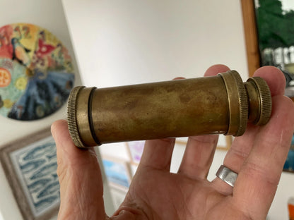 Antique Stanley London Brass Field Microscope – Compact Pull-Tube Optical Instrument (c.1910–30)