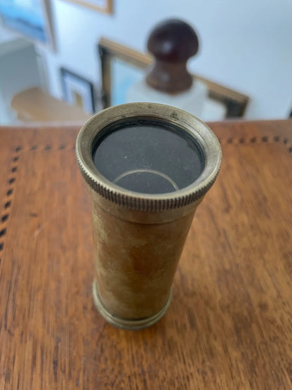 Antique Stanley London Brass Field Microscope – Compact Pull-Tube Optical Instrument (c.1910–30)