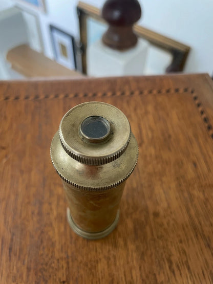 Antique Stanley London Brass Field Microscope – Compact Pull-Tube Optical Instrument (c.1910–30)