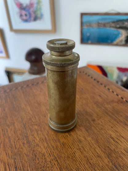 Antique Stanley London Brass Field Microscope – Compact Pull-Tube Optical Instrument (c.1910–30)