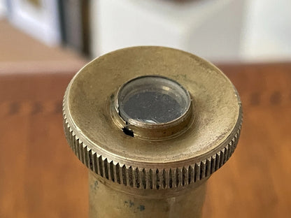 Antique Stanley London Brass Field Microscope – Compact Pull-Tube Optical Instrument (c.1910–30)