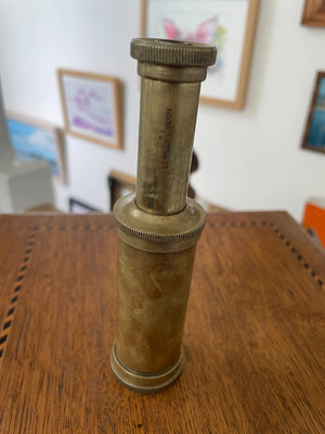 Antique Stanley London Brass Field Microscope – Compact Pull-Tube Optical Instrument (c.1910–30)
