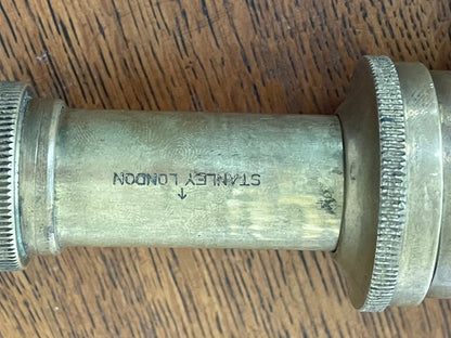 Antique Stanley London Brass Field Microscope – Compact Pull-Tube Optical Instrument (c.1910–30)